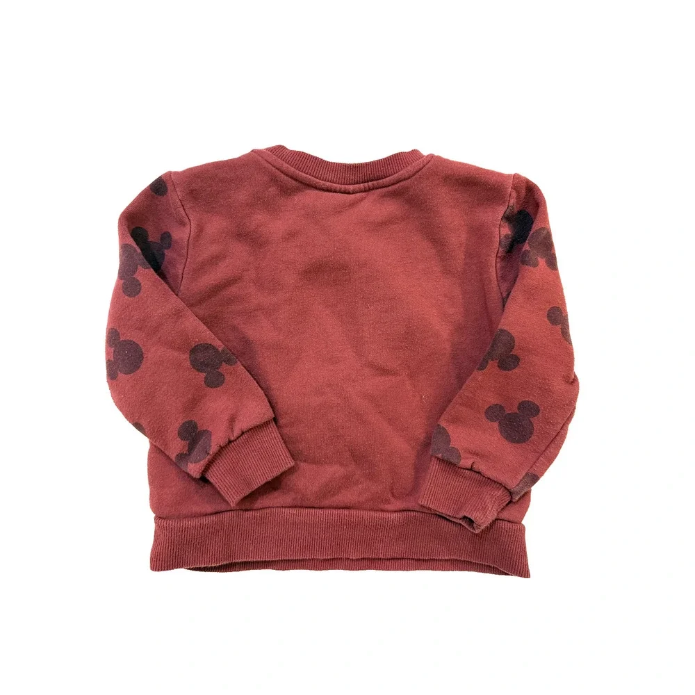 Disney Mickey Mouse Sweatshirt‎ Toddler 2T Burgundy Crewneck Pullover Chenille